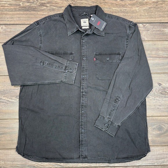 Levi Strauss Jackson Worker Relaxed Fit Charcoal Gray Long Sleeve Shirt Mens XL - Picture 2 of 7